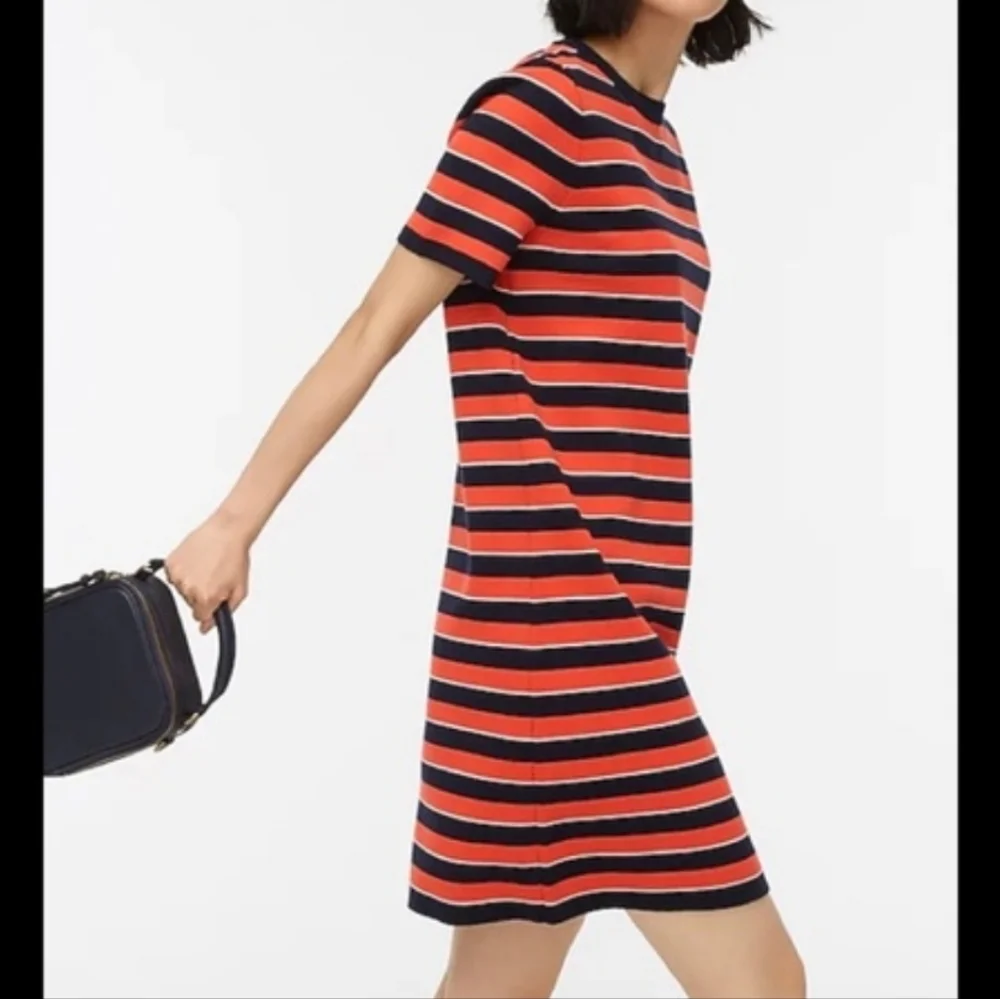 J.Crew Stripe Short Sleeve Merino Wool Sweater Dress, Size L - Picture 9 of 10